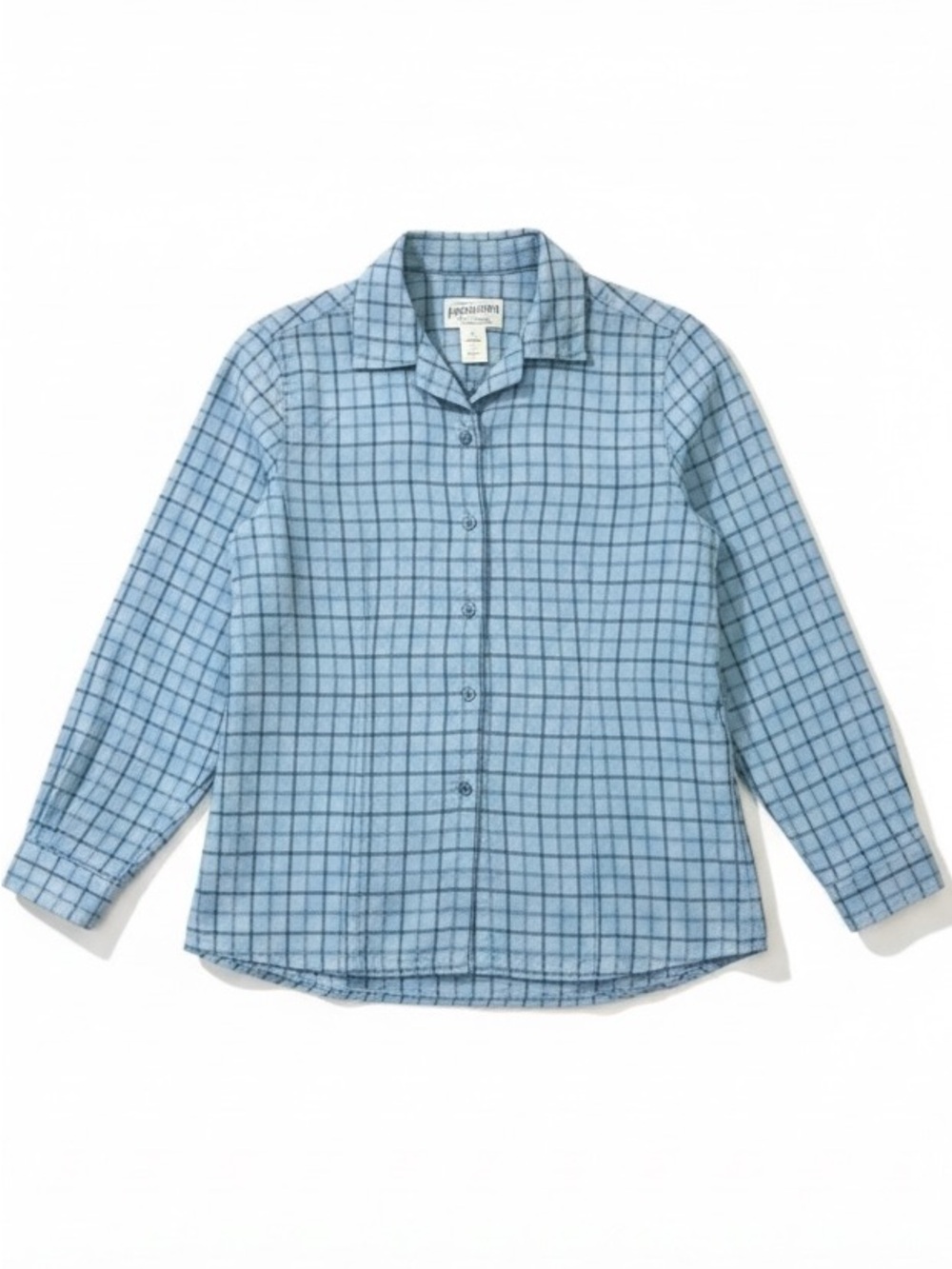 Pendleton Wool Plaid Long Sleeve Button Down Top Blue Women’s Size Small